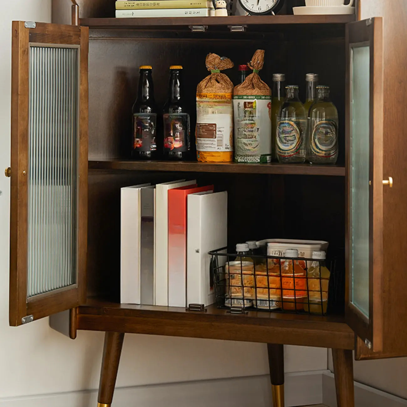 3 Legs Retro Wooden Kitchen Cabinet for Living Room Decor