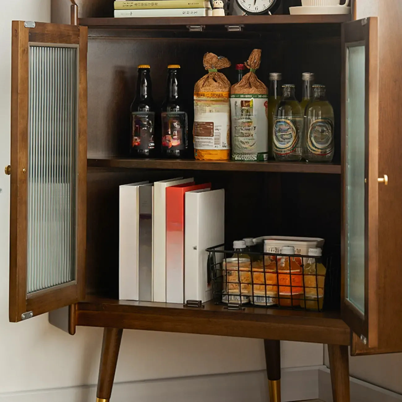 3 Legs Retro Wooden Kitchen Cabinet for Living Room Decor