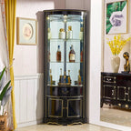 Tall Antique Black Corner Cabinet for Living Room Decor