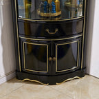 Tall Antique Black Corner Cabinet for Living Room Decor