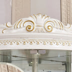 Ornate White-Gold Wooden Display Corner Cabinet Glass Front