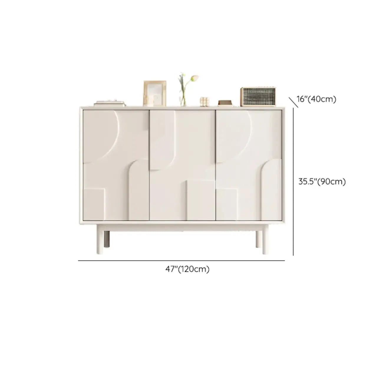 Minimalist wooden White Accent Cabinet with Straight Legs
