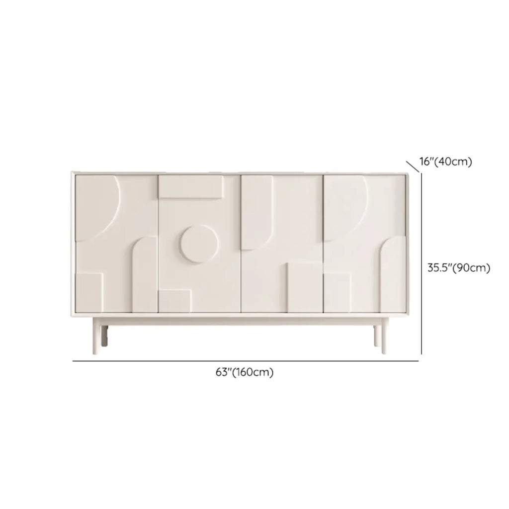 Minimalist wooden White Accent Cabinet with Straight Legs