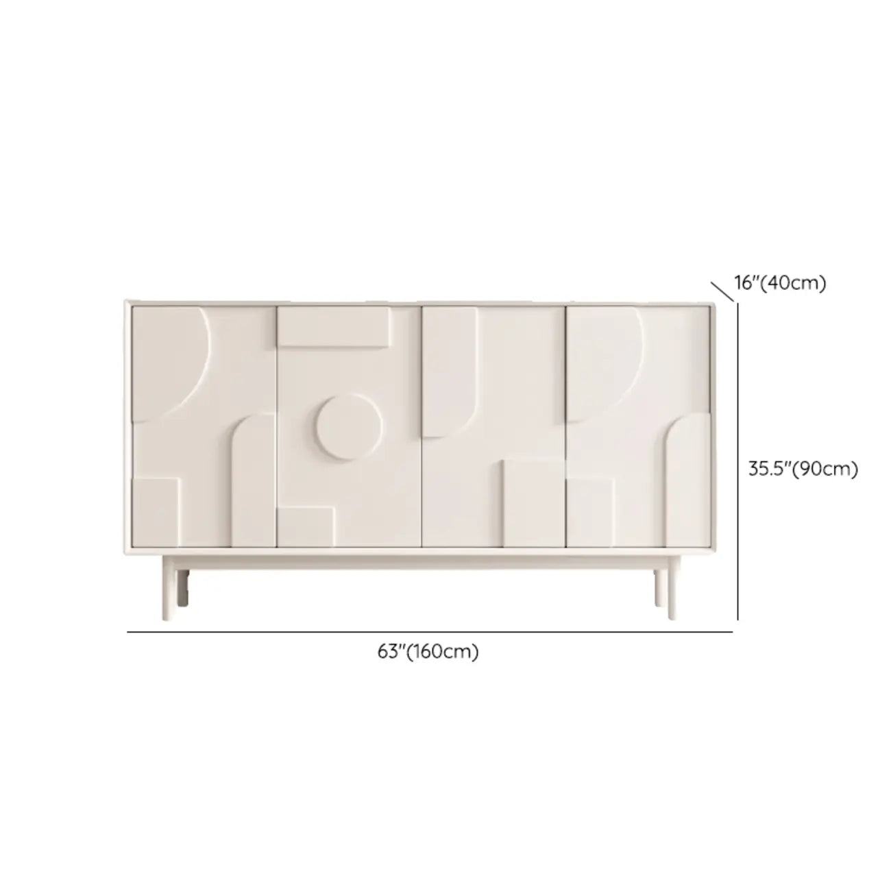 Minimalist wooden White Accent Cabinet with Straight Legs