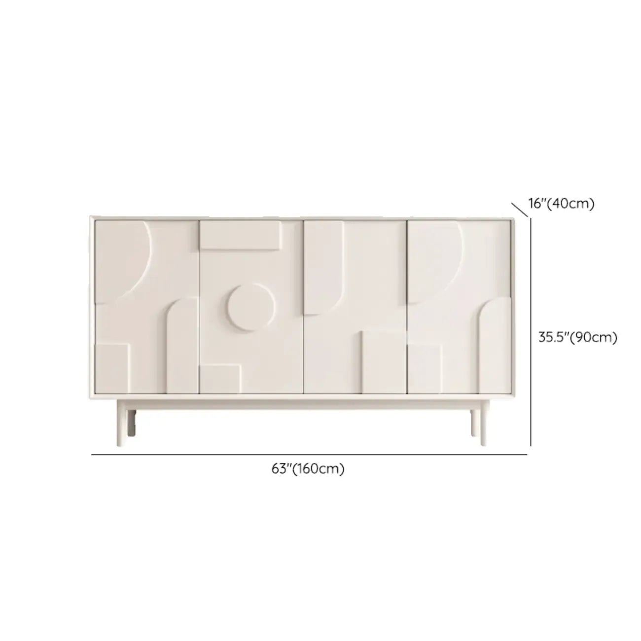 Minimalist wooden White Accent Cabinet with Straight Legs