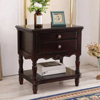 2-Drawer Wood End Table with Storage for Living Room