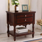 2-Drawer Wood End Table with Storage for Living Room