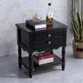 2-Drawer Wood End Table with Storage for Living Room