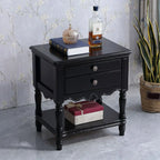 2-Drawer Wood End Table with Storage for Living Room
