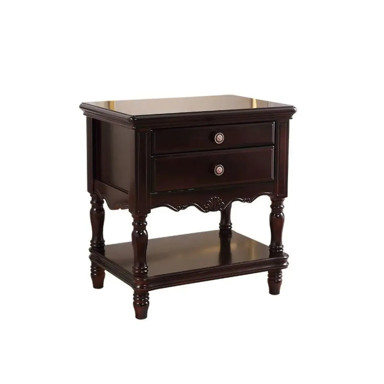 2-Drawer Wood End Table with Storage for Living Room