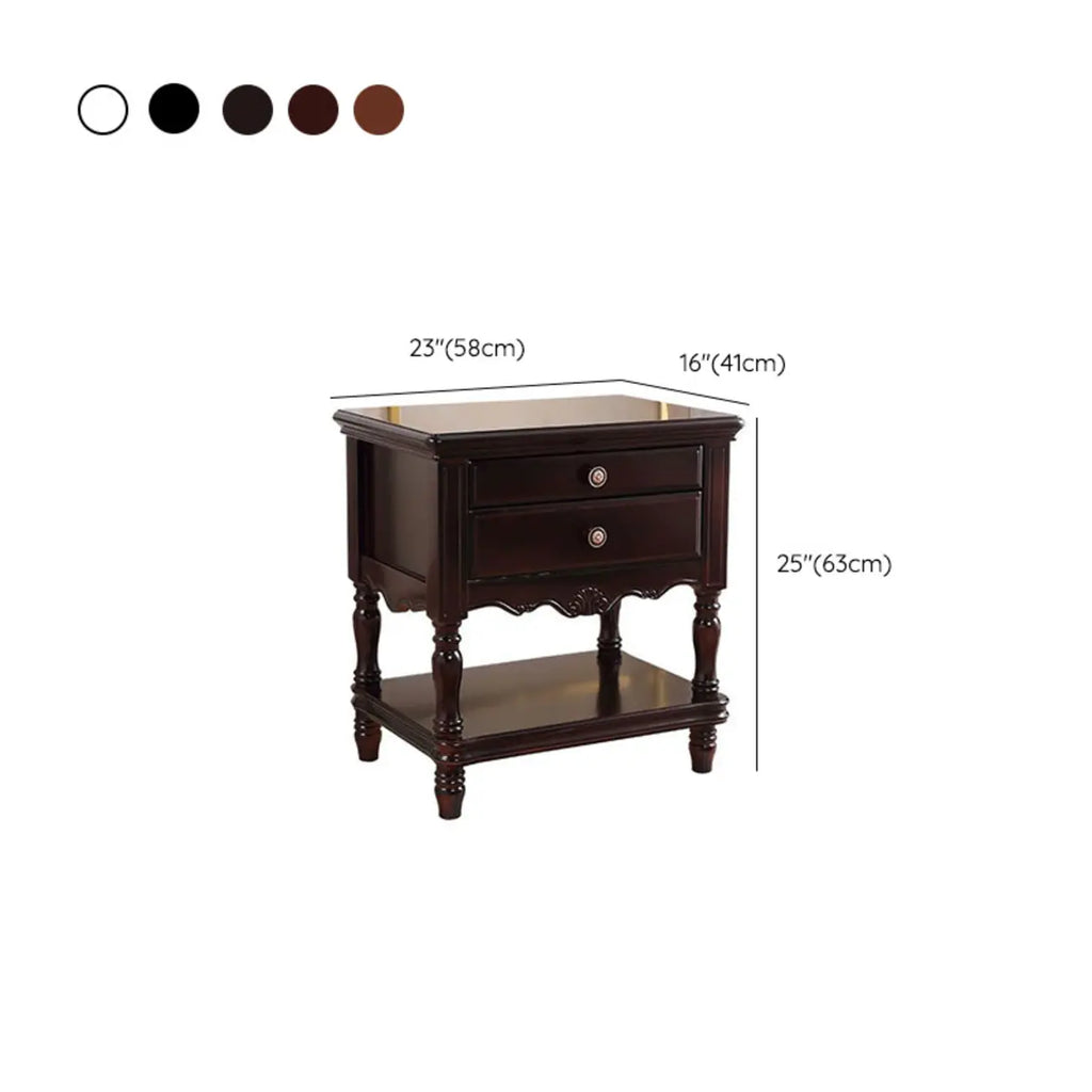 2-Drawer Wood End Table with Storage for Living Room