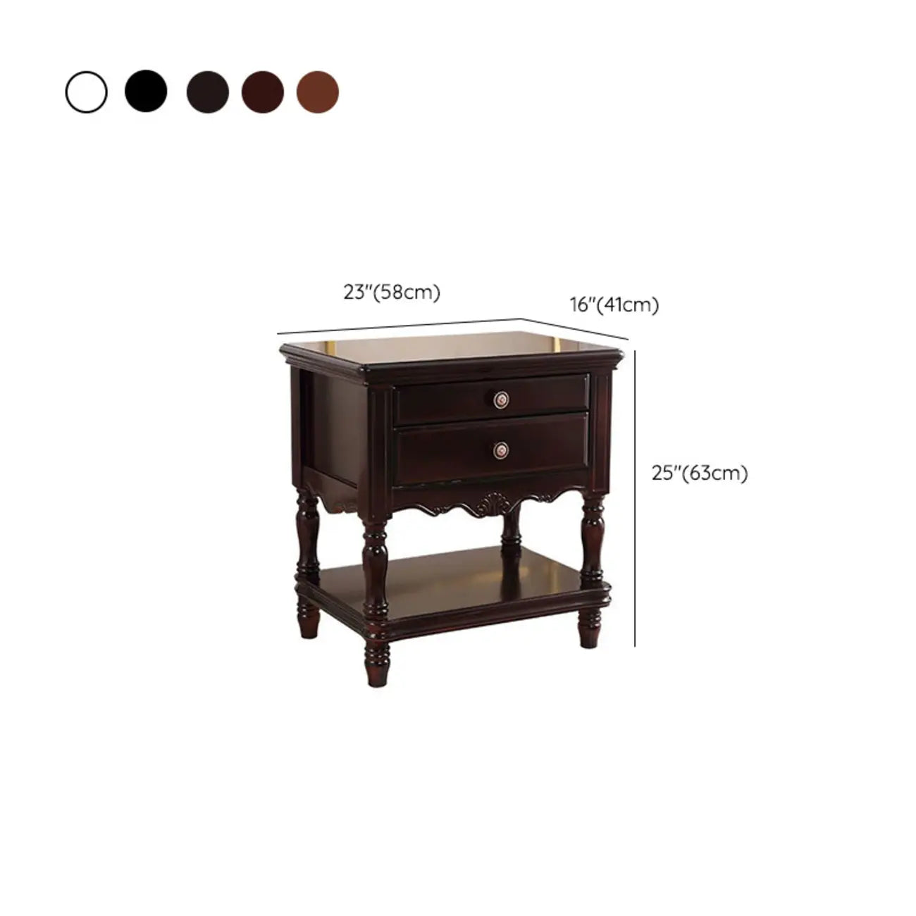 2-Drawer Wood End Table with Storage for Living Room