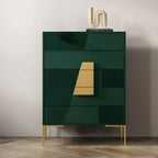 Elegant Wooden Sideboard with Drawers in Green/Grey