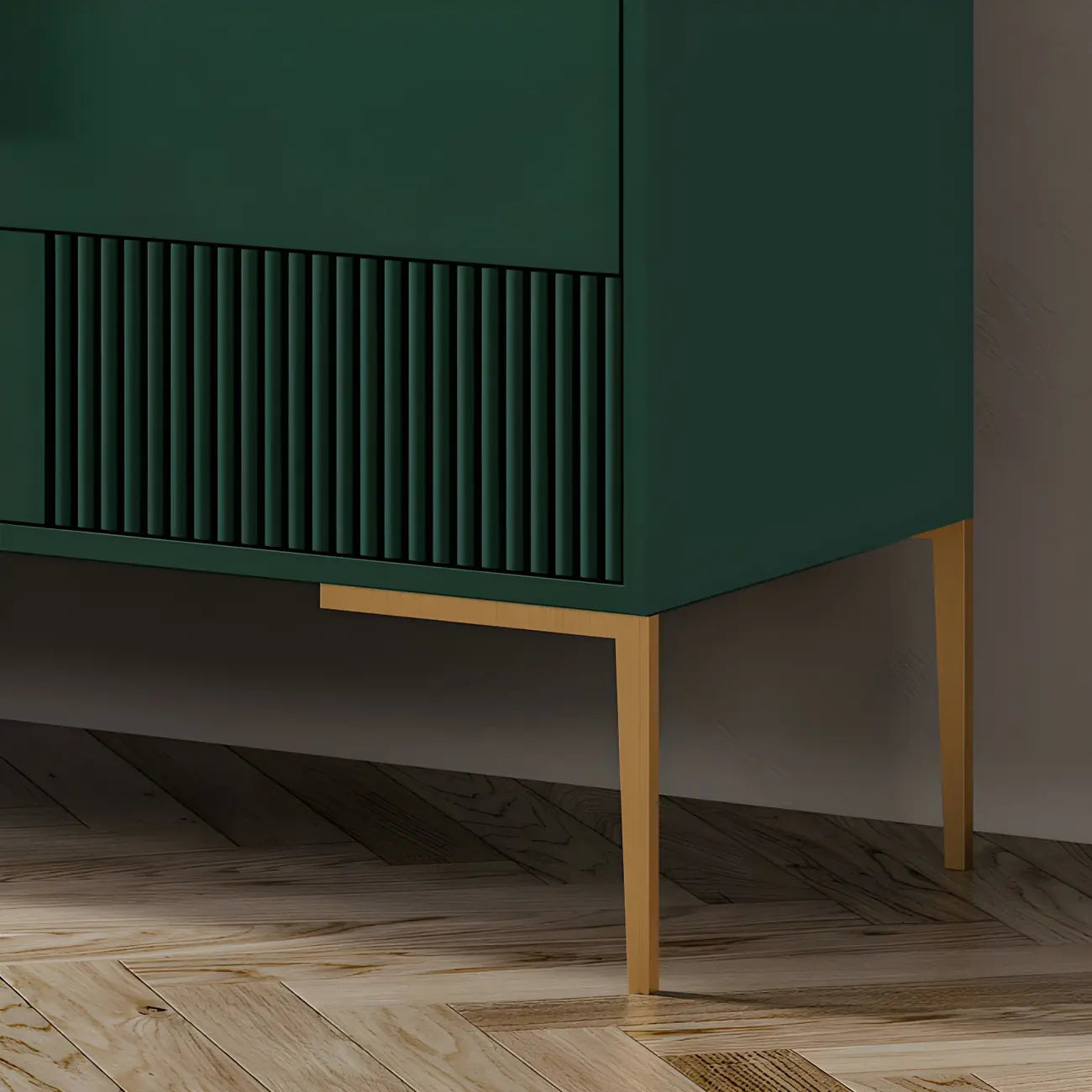 Elegant Wooden Sideboard with Drawers in Green/Grey