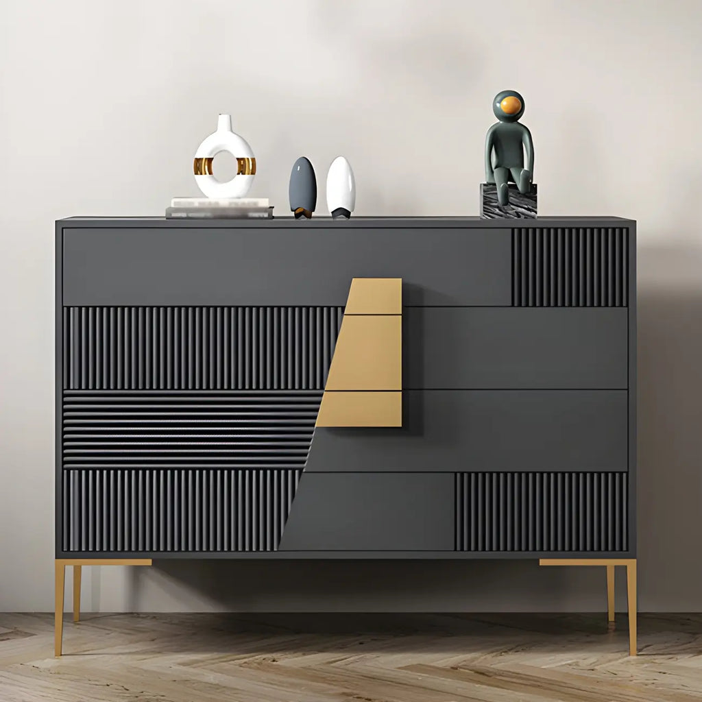 Elegant Wooden Sideboard with Drawers in Green/Grey