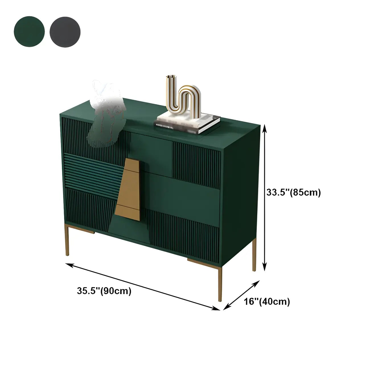 Elegant Wooden Sideboard with Drawers in Green/Grey