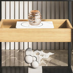 3-Tier Black Metal Frame Glass Top Side Table with Storage