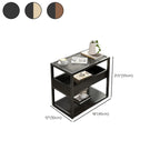 3-Tier Black Metal Frame Glass Top Side Table with Storage