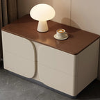 Modern Wooden Bedside Cabinet with Dual Drawers in Cream