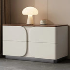 Modern Wooden Bedside Cabinet with Dual Drawers in Cream