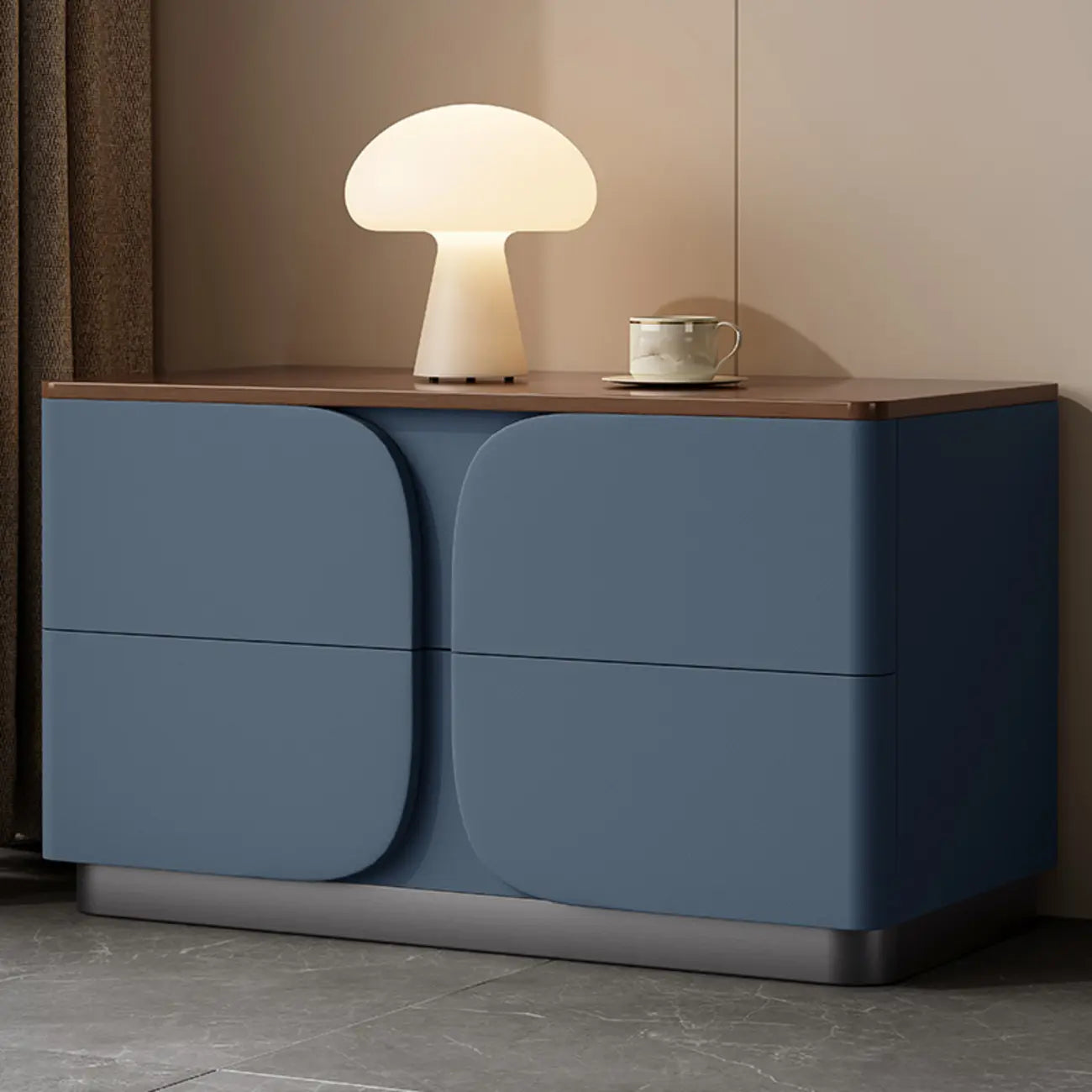 Modern Wooden Bedside Cabinet with Dual Drawers in Cream