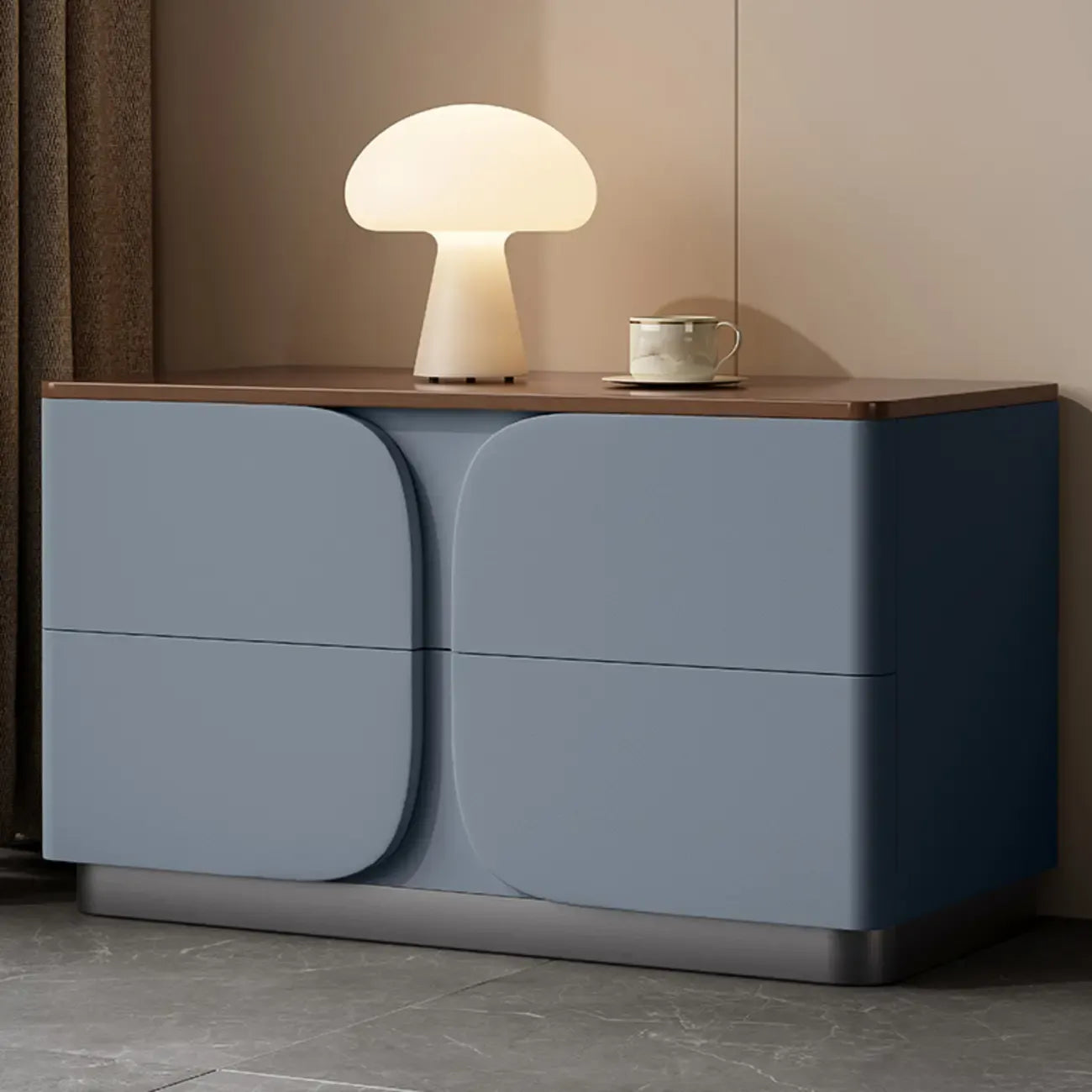 Modern Wooden Bedside Cabinet with Dual Drawers in Cream