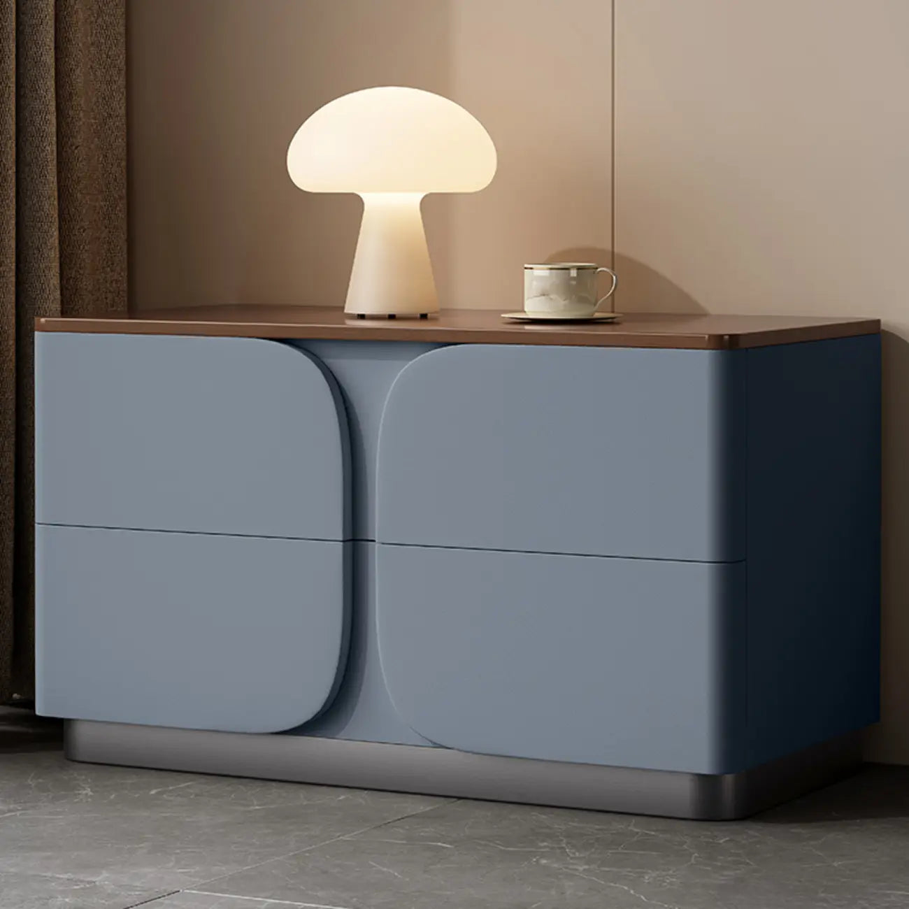 Modern Wooden Bedside Cabinet with Dual Drawers in Cream