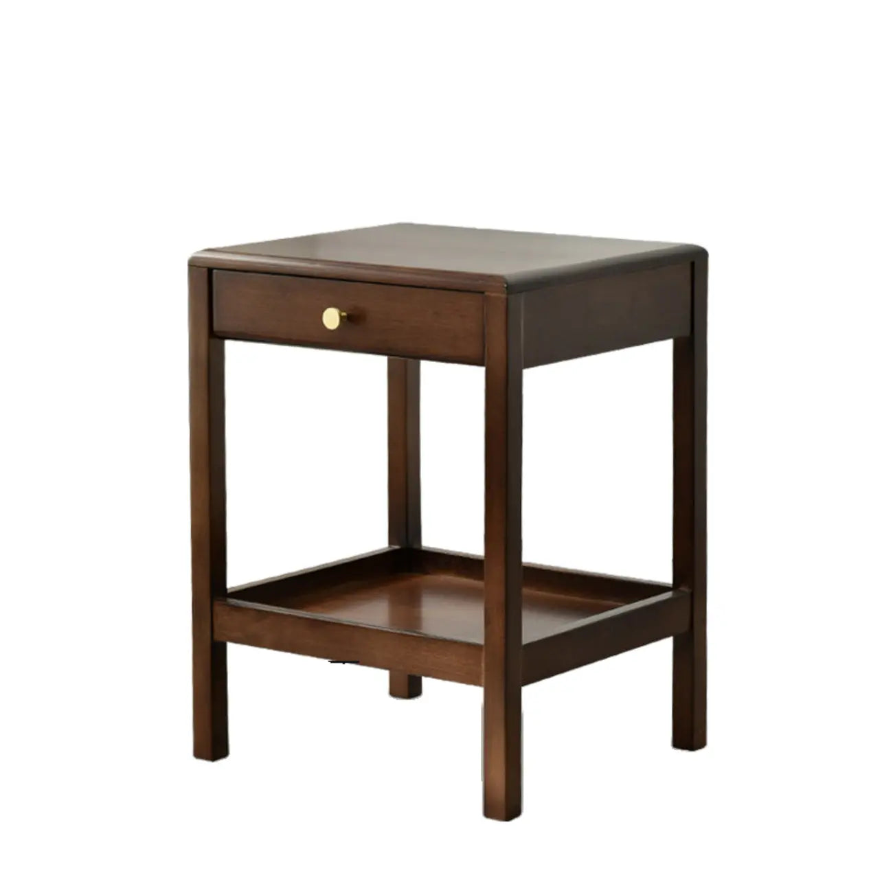 Modern Brown Wood End Table with Storage for Living Room