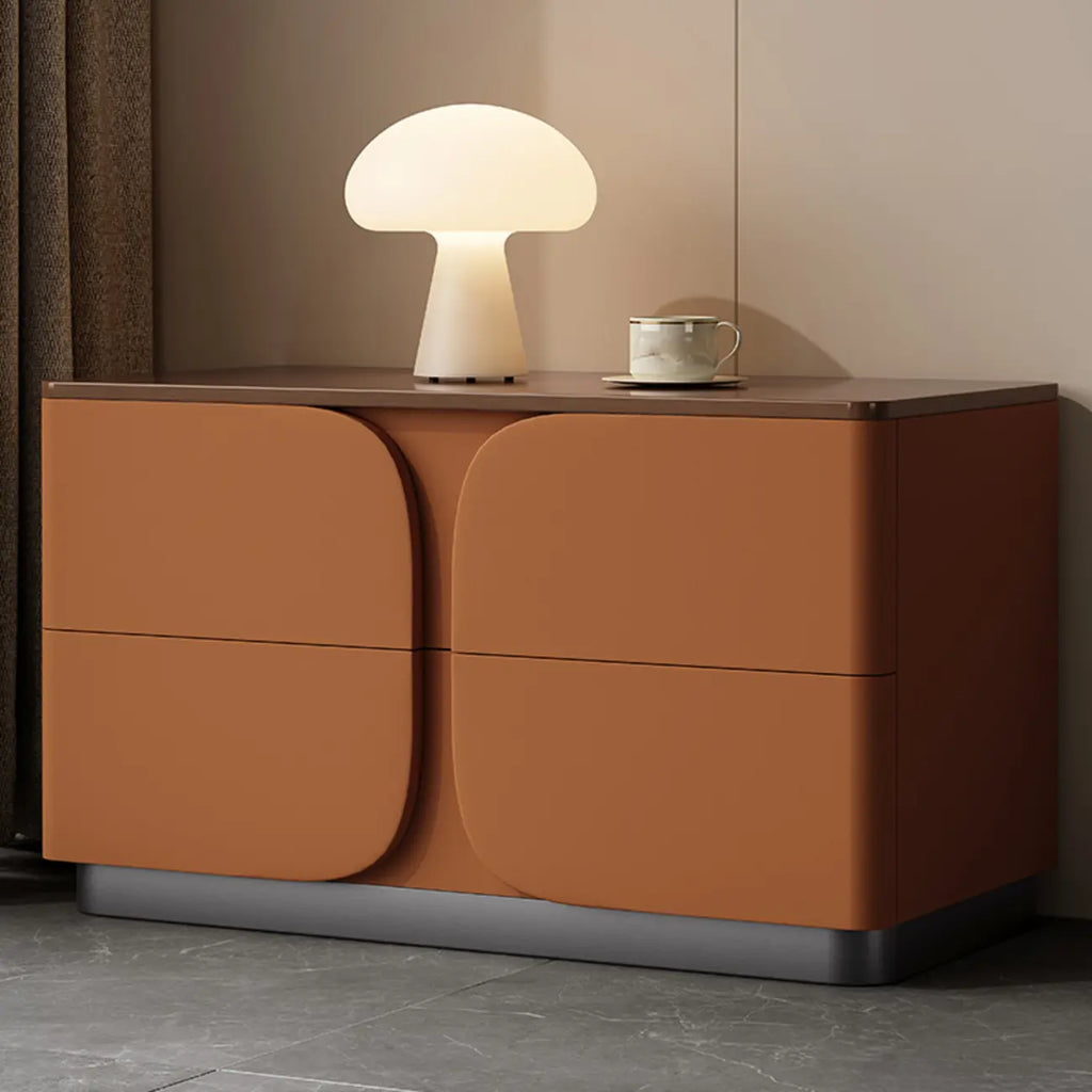 Modern Wooden Bedside Cabinet with Dual Drawers in Cream
