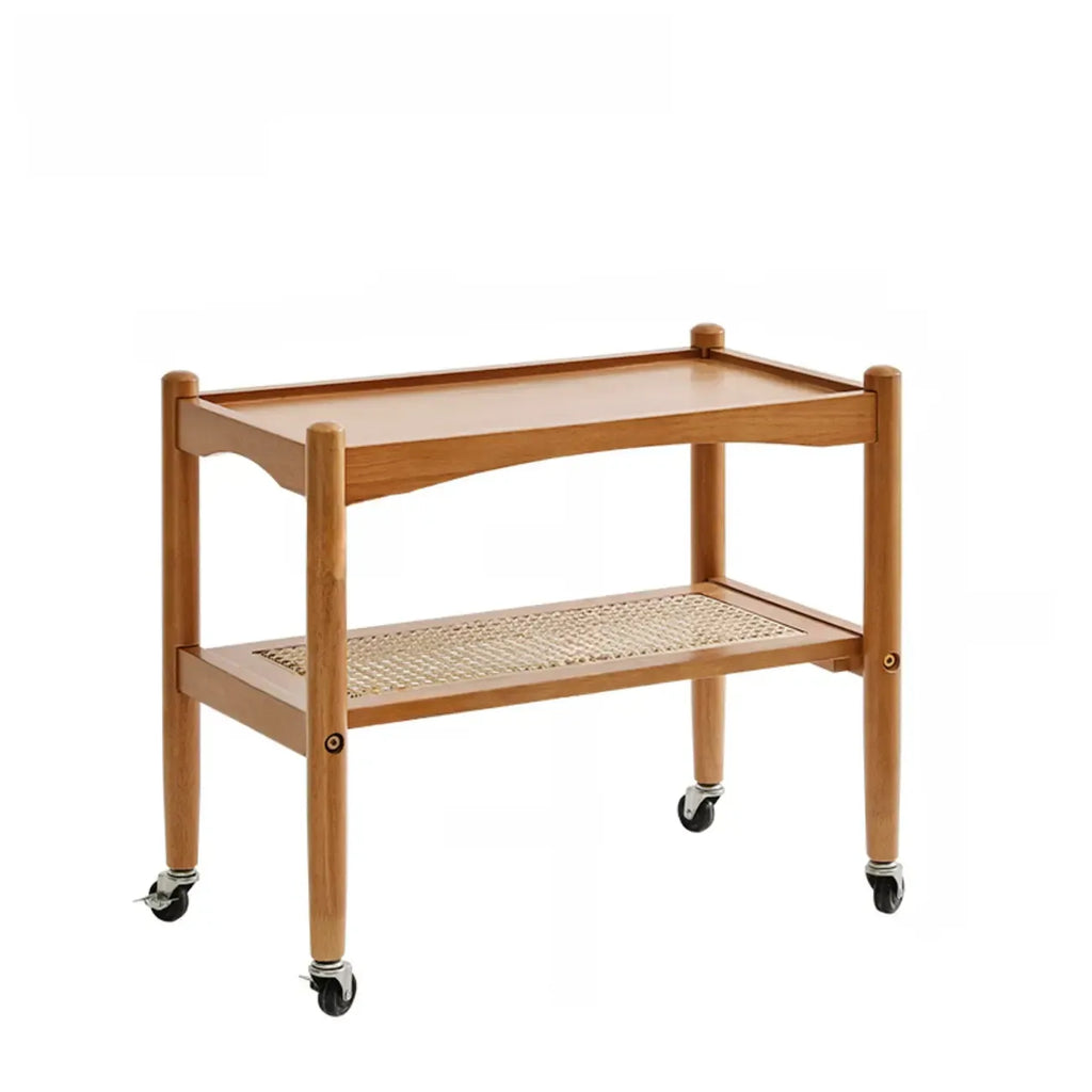 Modern Brown Wood End Table with Storage for Living Room