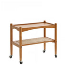 Modern Brown Wood End Table with Storage for Living Room