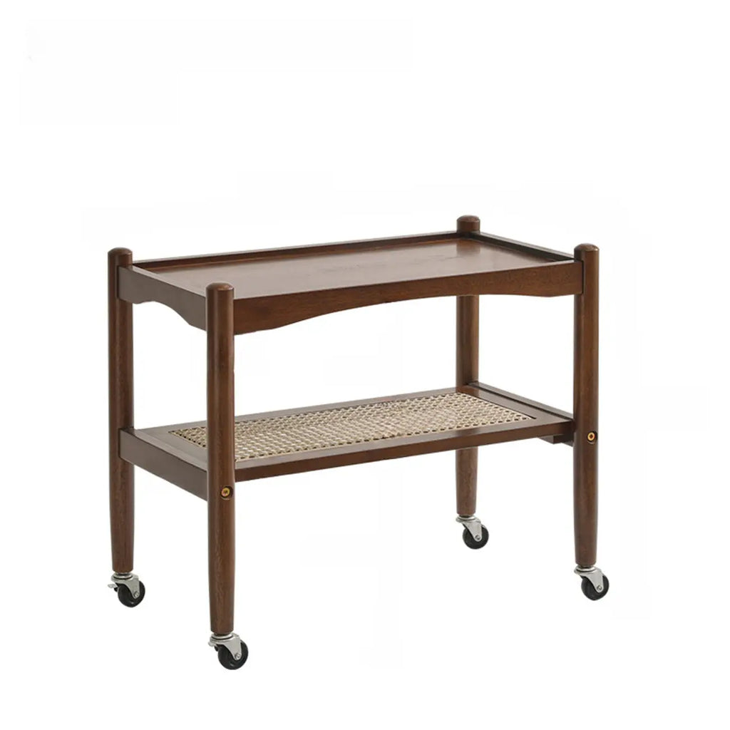 Modern Brown Wood End Table with Storage for Living Room