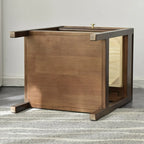 Modern Brown Wood End Table with Storage for Living Room