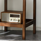 Modern Brown Wood End Table with Storage for Living Room