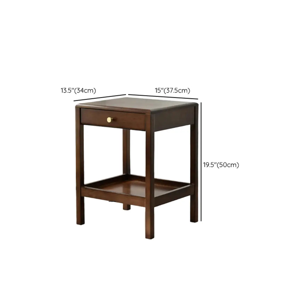 Modern Brown Wood End Table with Storage for Living Room