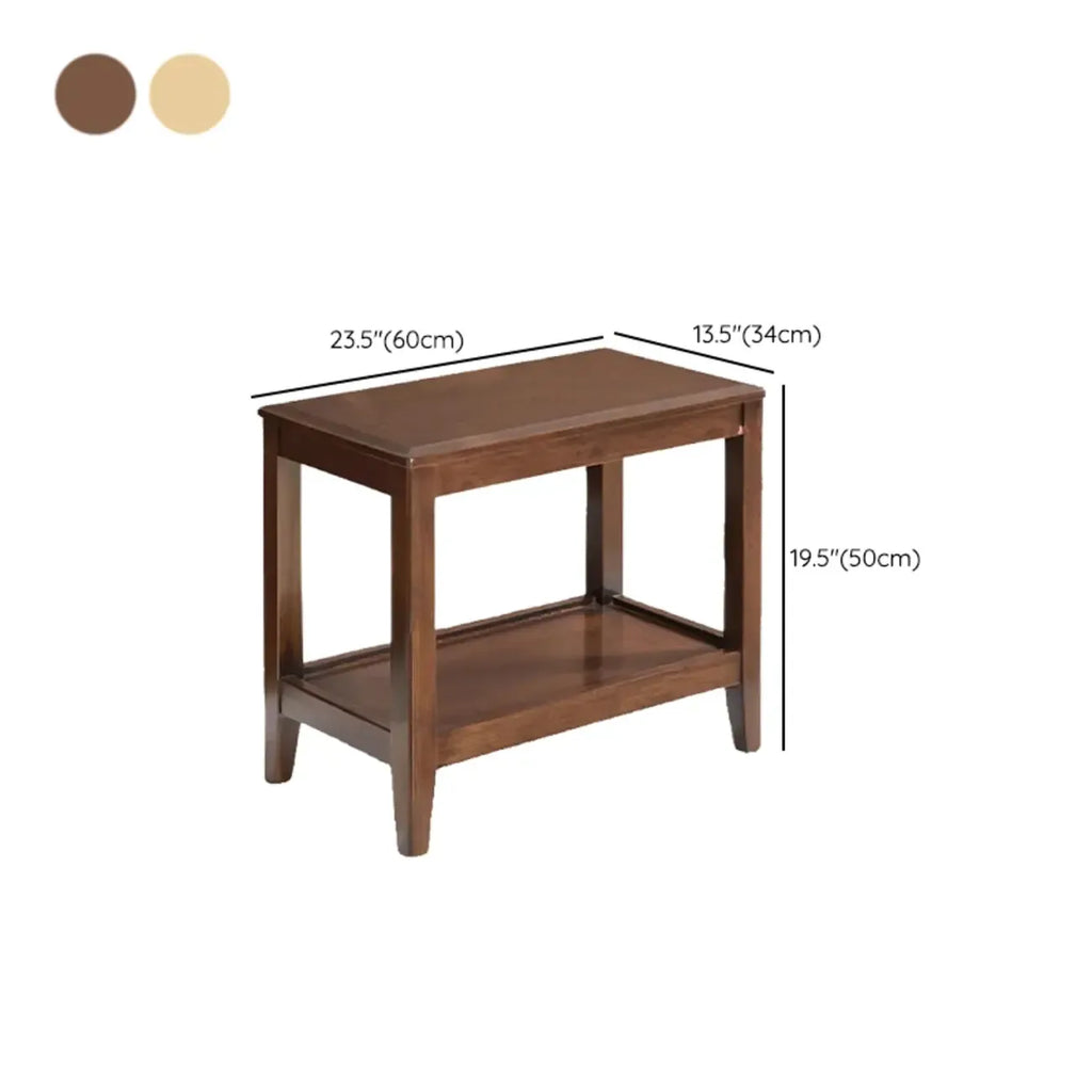Modern Brown Wood End Table with Storage for Living Room