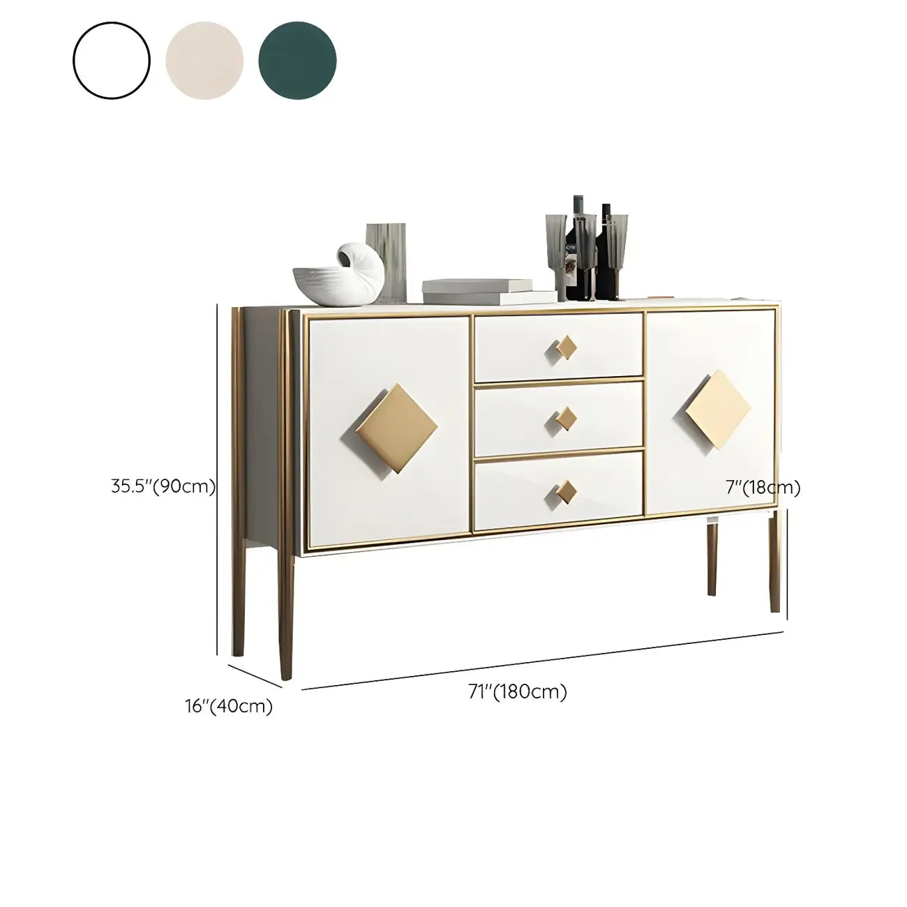 Luxury Wooden Sideboard with 3 Drawers & 2 Cabinets