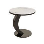 Modern C-Shaped Round Marble Side Table for Living Room