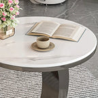 Modern C-Shaped Round Marble Side Table for Living Room