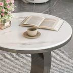 Modern C-Shaped Round Marble Side Table for Living Room