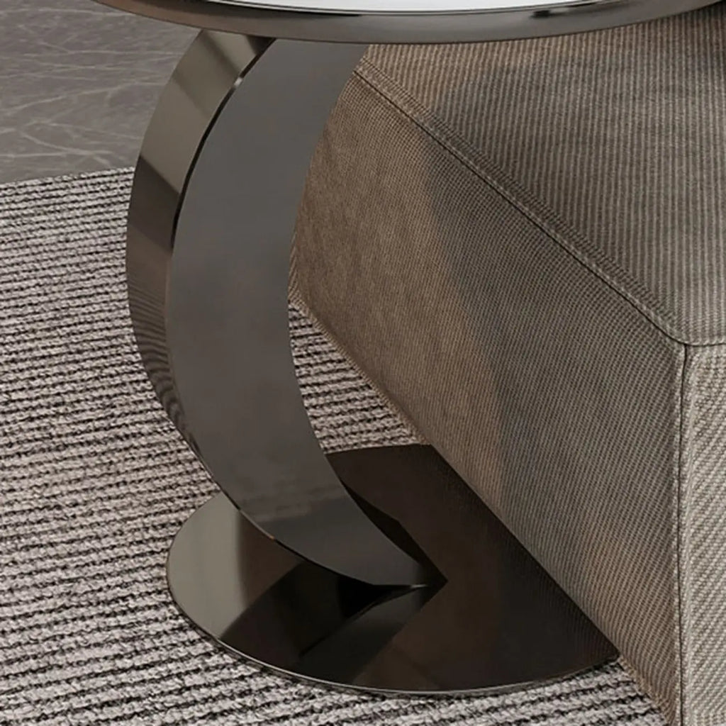 Modern C-Shaped Round Marble Side Table for Living Room