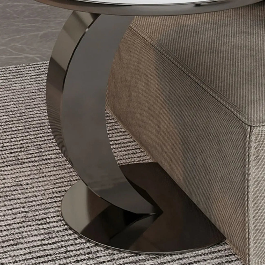 Modern C-Shaped Round Marble Side Table for Living Room