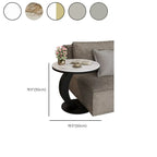 Modern C-Shaped Round Marble Side Table for Living Room