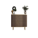 Glam Brown Wooden Sideboard with Marble Top