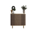 Glam Brown Wooden Sideboard with Marble Top