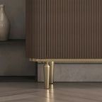 Glam Brown Wooden Sideboard with Marble Top