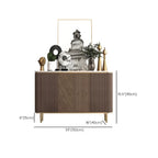 Glam Brown Wooden Sideboard with Marble Top