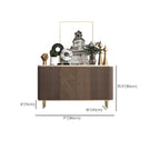 Glam Brown Wooden Sideboard with Marble Top