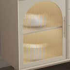 Elegant White Wooden Sideboard with Drawers & Glass Doors