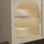 Elegant White Wooden Sideboard with Drawers & Glass Doors